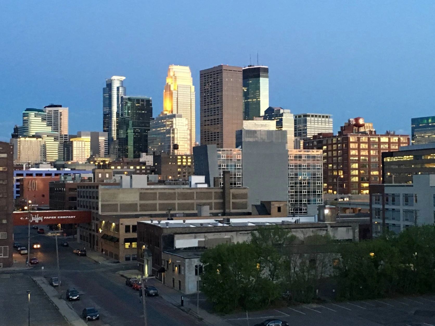 Minneapolis skyline at twilight